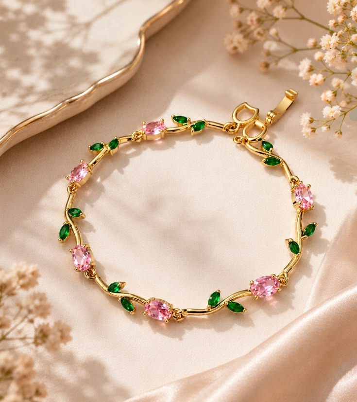 Tulip Bracelet (Pink & Green)